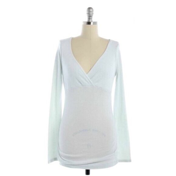 Michael Stars White Metallic Ruched Side V-Neck Tunic - Picture 5 of 9